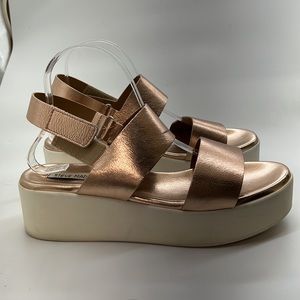 Steve Madden Rachel Strappy Platform Sandals Shoes Leather Rose Gold Womens 10